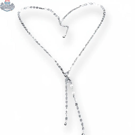 Silver-plated disc chain necklace with double drop design by Suzie Blue Canada, featuring layered circular pendants.