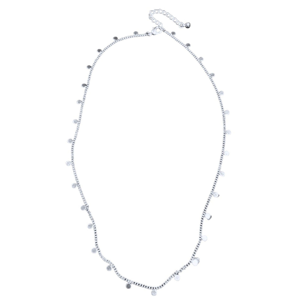 Delicate Silver Plate Necklace with Disc & Chain Design - Shopthatapp.ca