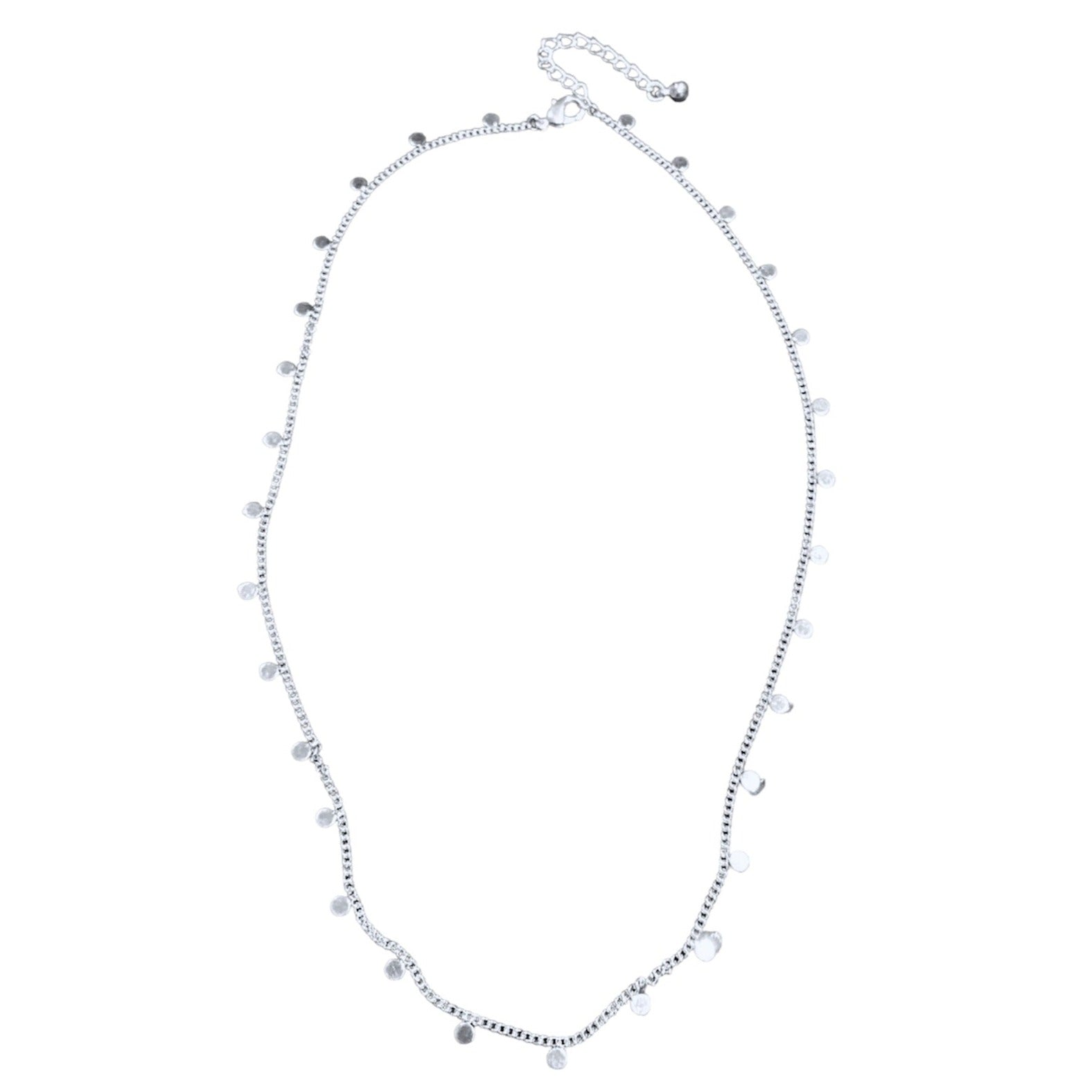 Delicate Silver Plate Necklace with Disc & Chain Design - Shopthatapp.ca