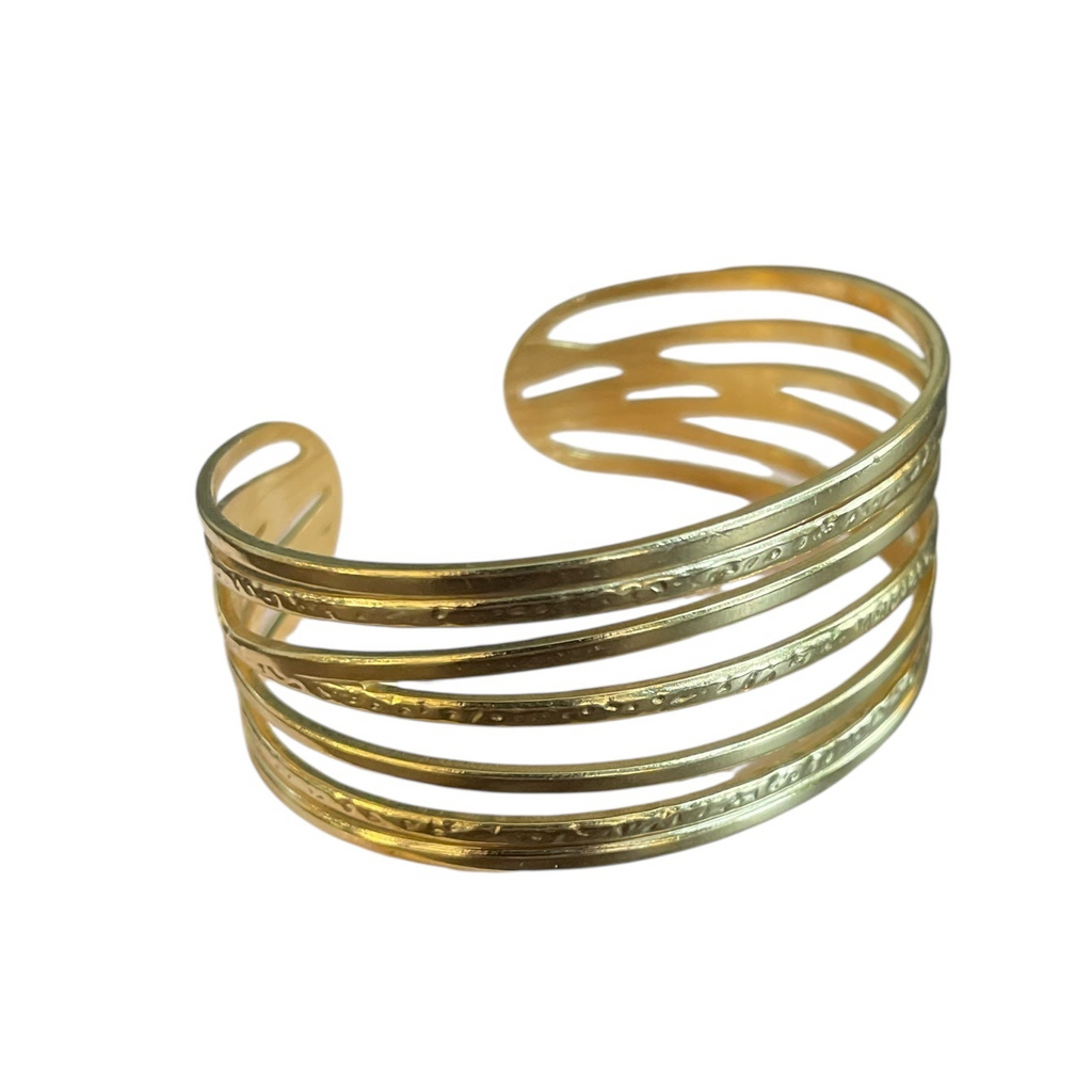 Multi Strand Gold Cuff Bracelet - Elegant Gold Stainless Steel Design - Shopthatapp.ca