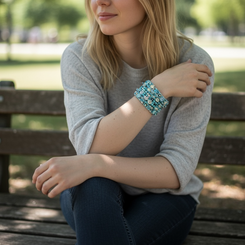 Sequin and Bead Cuff - Shopthatapp.ca
