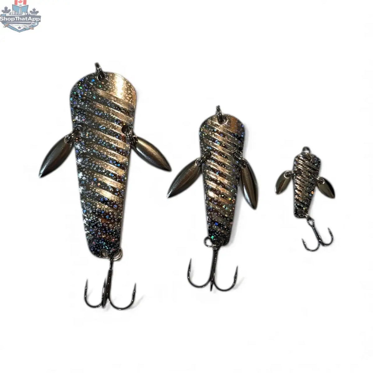 Element Custom Baits Wingding Spoon, a metallic fishing spoon with a curved shape and bright finish, designed for attracting fish.