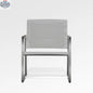 Enclover pine sling chair with a wooden frame and fabric seating, showcasing a front view of the stylish outdoor chair.