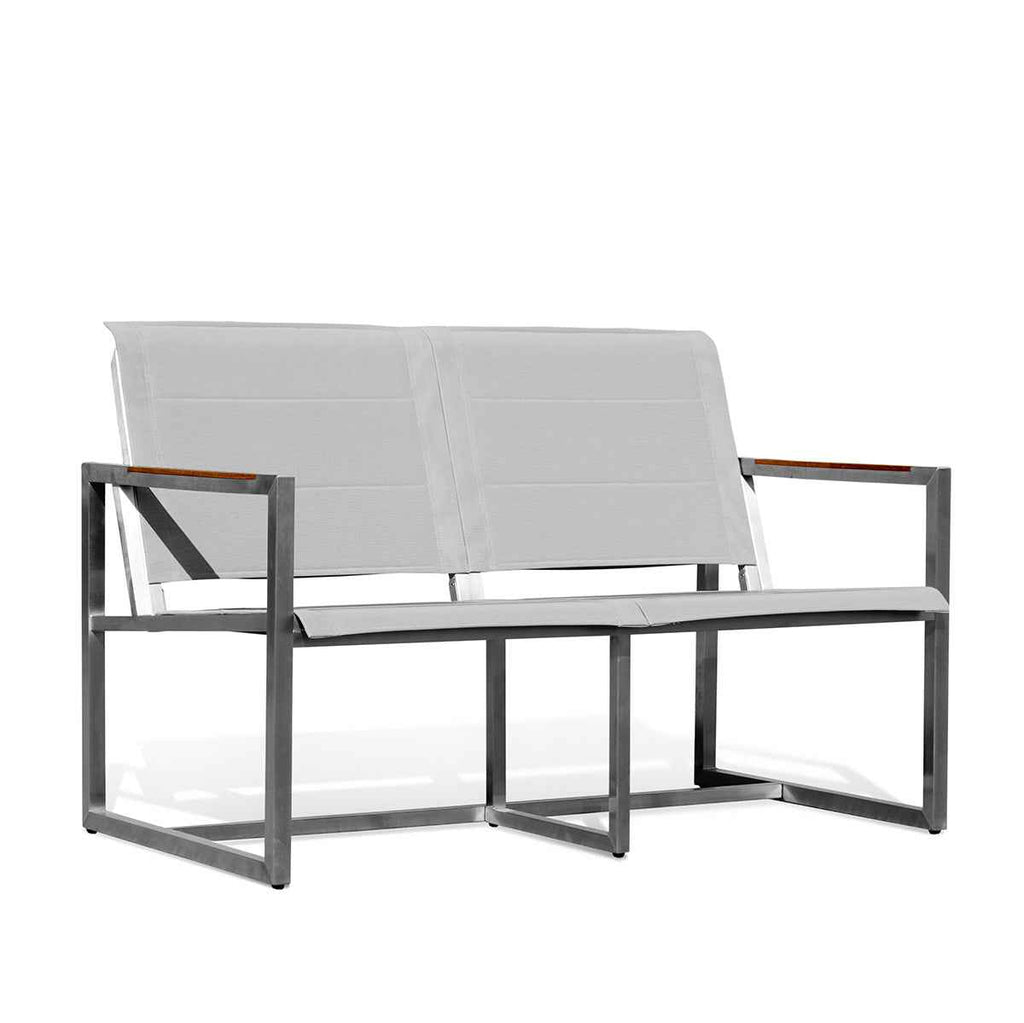 Pine Stainless Steel & Teak Outdoor Sling Loveseat