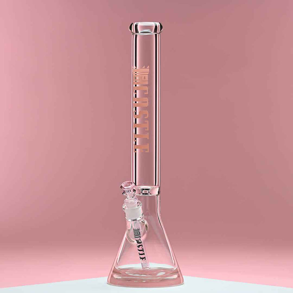 18" 9mm Thick Glass Beaker Bong with Colored Logo