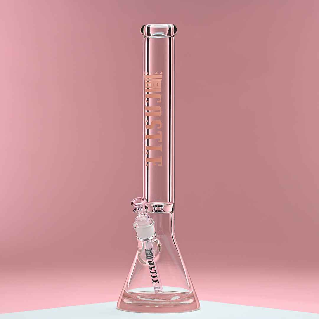18" 9mm Thick Glass Beaker Bong with Colored Logo