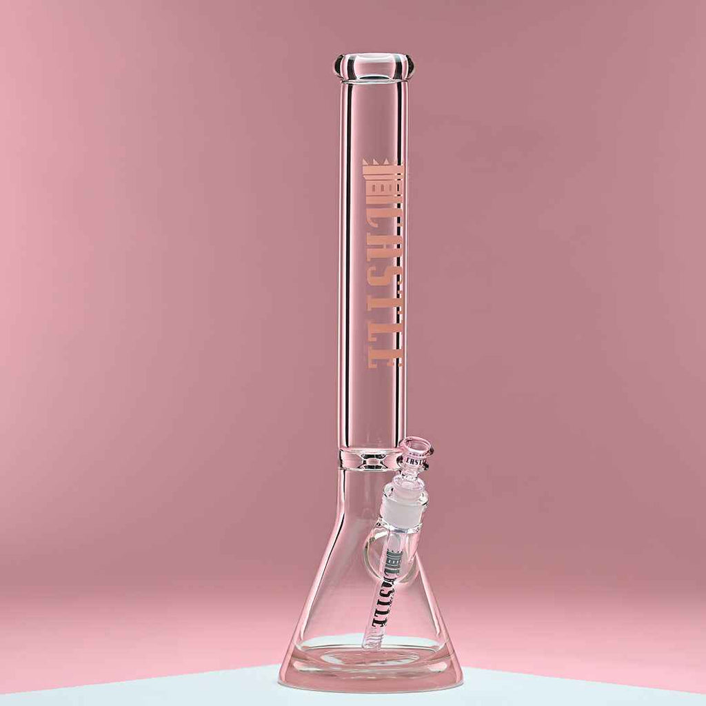 18" 9mm Thick Glass Beaker Bong with Colored Logo
