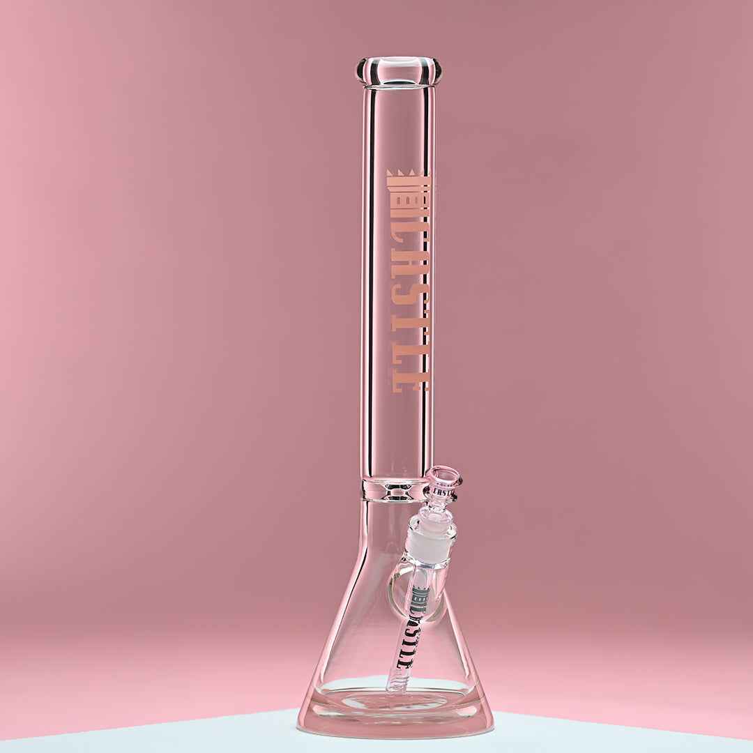 18" 9mm Thick Glass Beaker Bong with Colored Logo