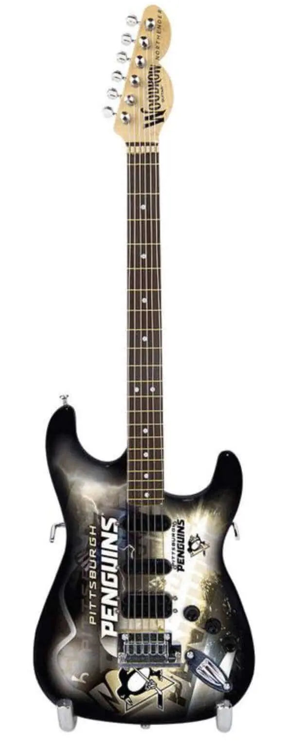 Mini Pittsburgh Penguins collectible guitar by Little Guitars, 10-inch size, featuring team logo and design for fans.