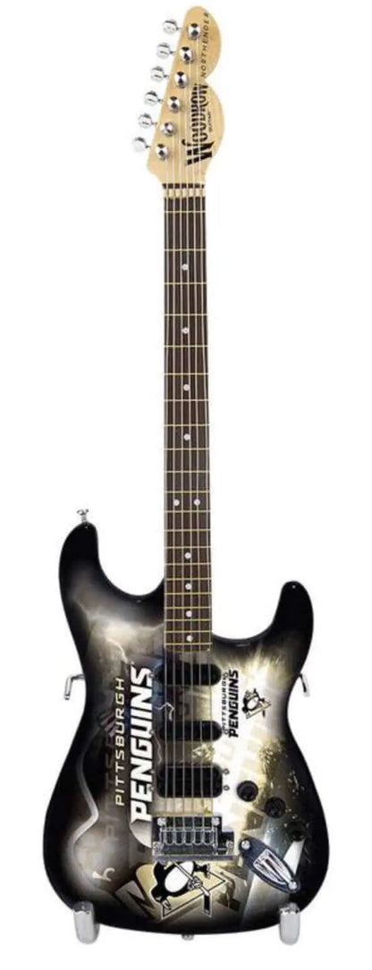 Mini Pittsburgh Penguins collectible guitar by Little Guitars, 10-inch size, featuring team logo and design for fans.