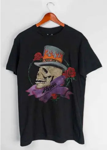 Black Poison Greatest Hits T-Shirt by Little Guitars featuring band logo and classic rock design on the front.