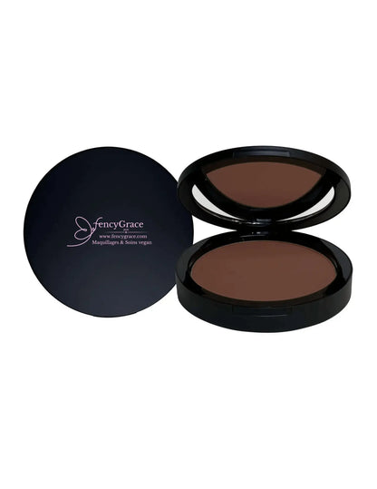 FencyGrace vegan compact powder in Fig 145, high-end beauty makeup product for a natural, flawless look.