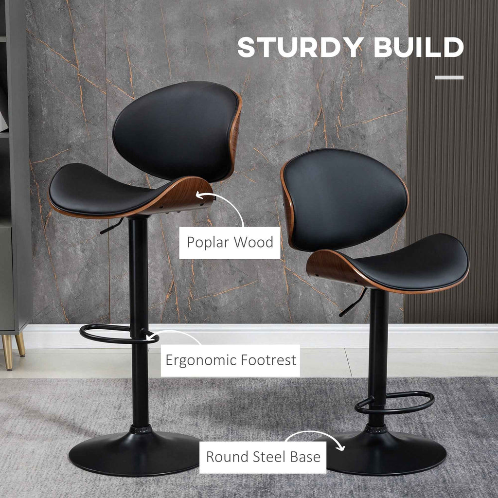 Alpine Modern Adjustable Counter/Bar Stools with Swivel Seat-Set of 2-Black