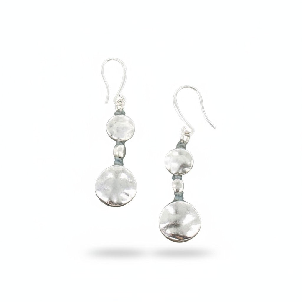 Double Beaten Disc Earrings In Silver Plate - Shopthatapp.ca