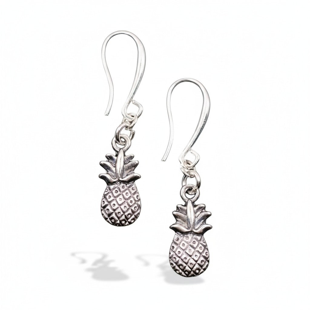 Pineapple Charm Earrings in Silver Plate - Shopthatapp.ca