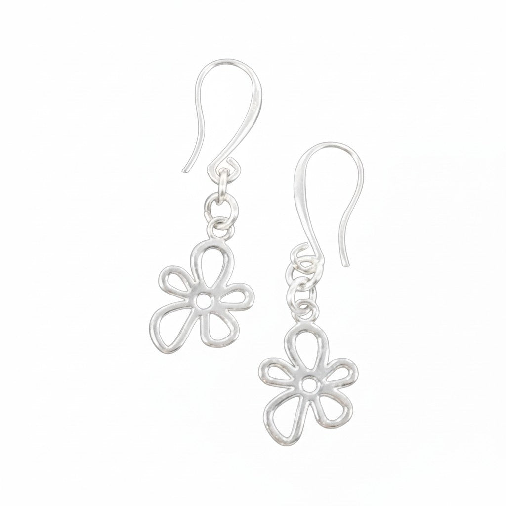 Flower Charm Earrings in Silver Plate - Shopthatapp.ca