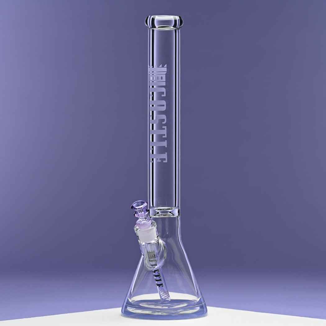 18" 9mm Thick Glass Beaker Bong with Colored Logo