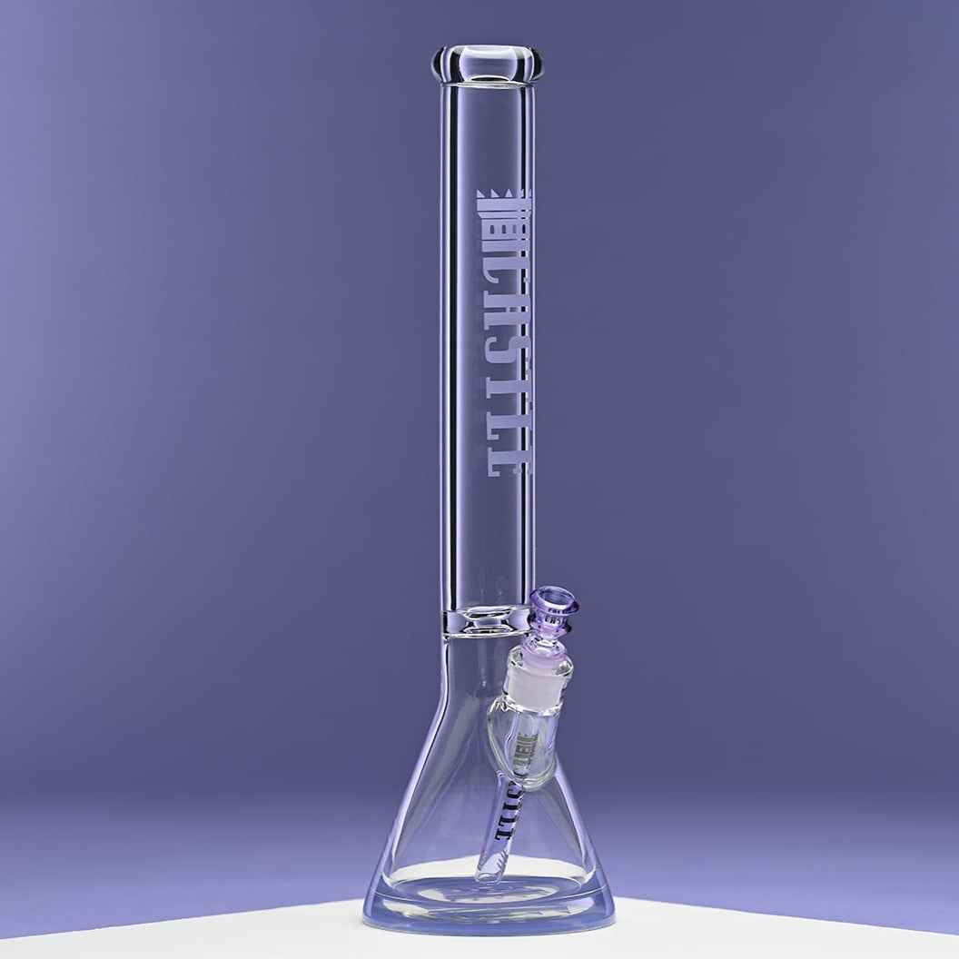 18" 9mm Thick Glass Beaker Bong with Colored Logo