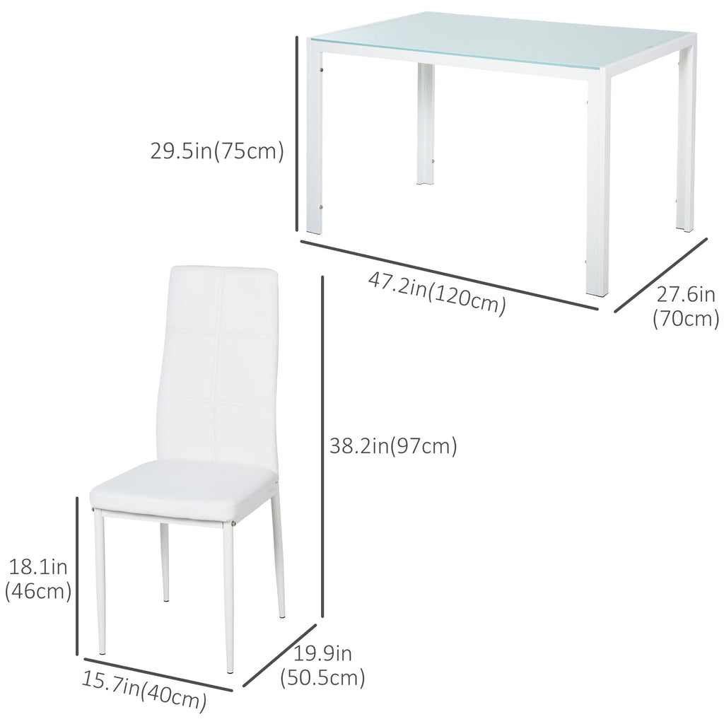 Zaya 5-Piece Rectangular Glass Dining Set for Small Spaces-White - Shopthatapp.ca