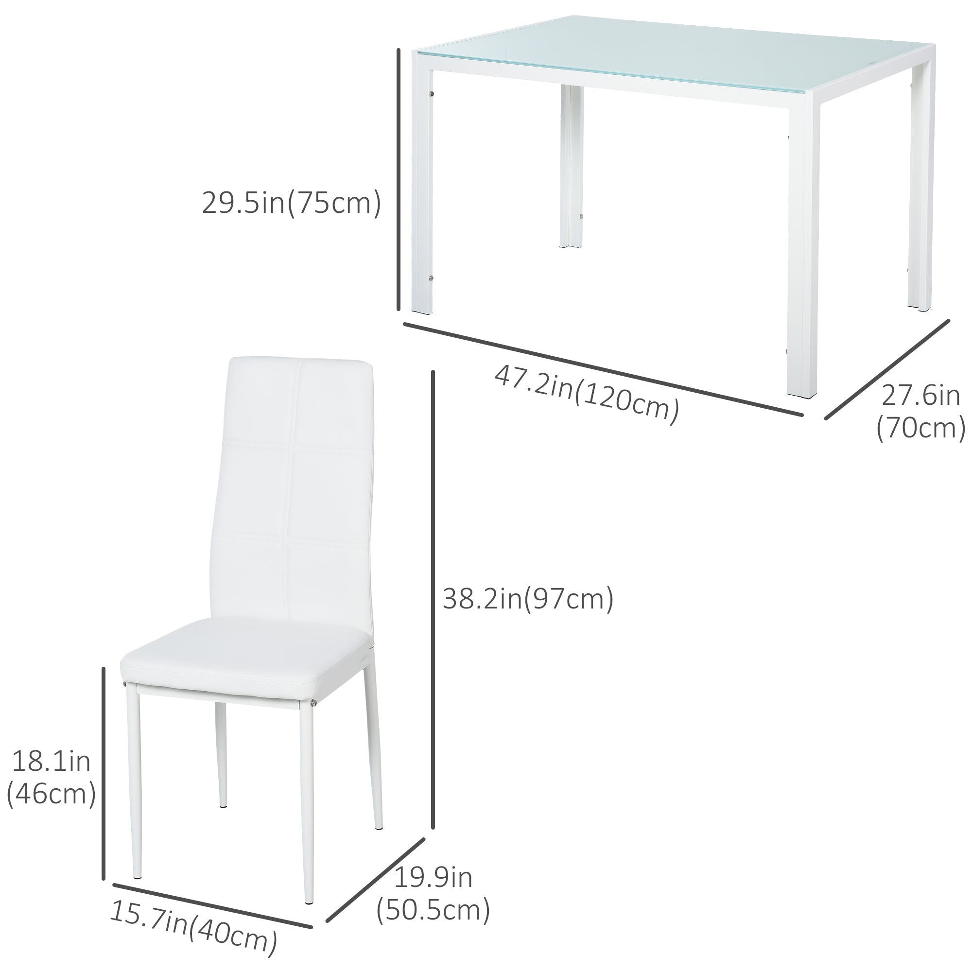 Zaya 5-Piece Rectangular Glass Dining Set for Small Spaces-White - Shopthatapp.ca