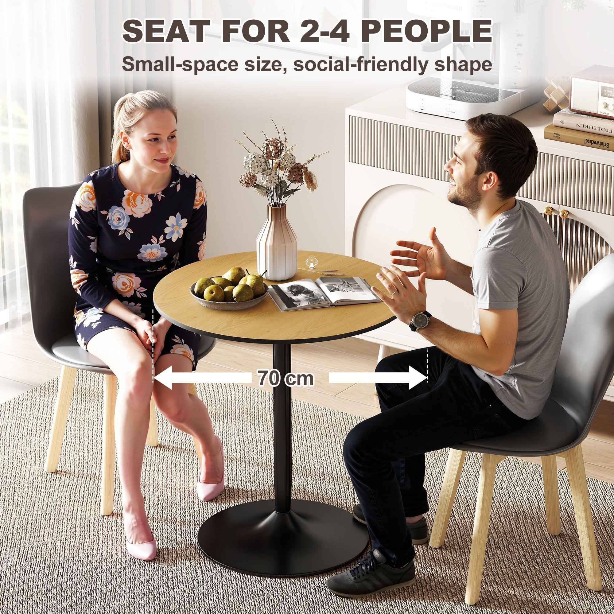Avis 27.6" Modern Wooden Dining Table with Steel Base-Natural