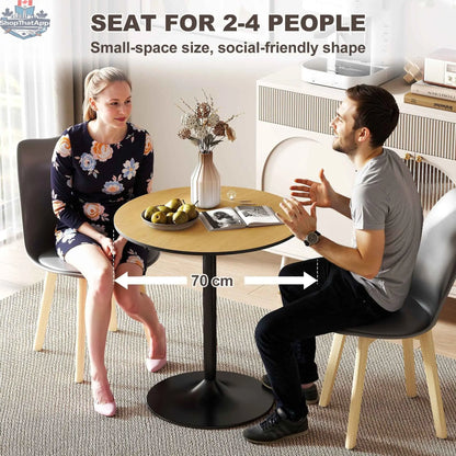 Avis 27.6-inch modern wooden dining table with steel base by SLOTH Nation, natural finish, showcasing sleek design and sturdy construction.