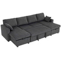 Theo U-Shaped Sleeper Sectional with Storage Chaise-Grey