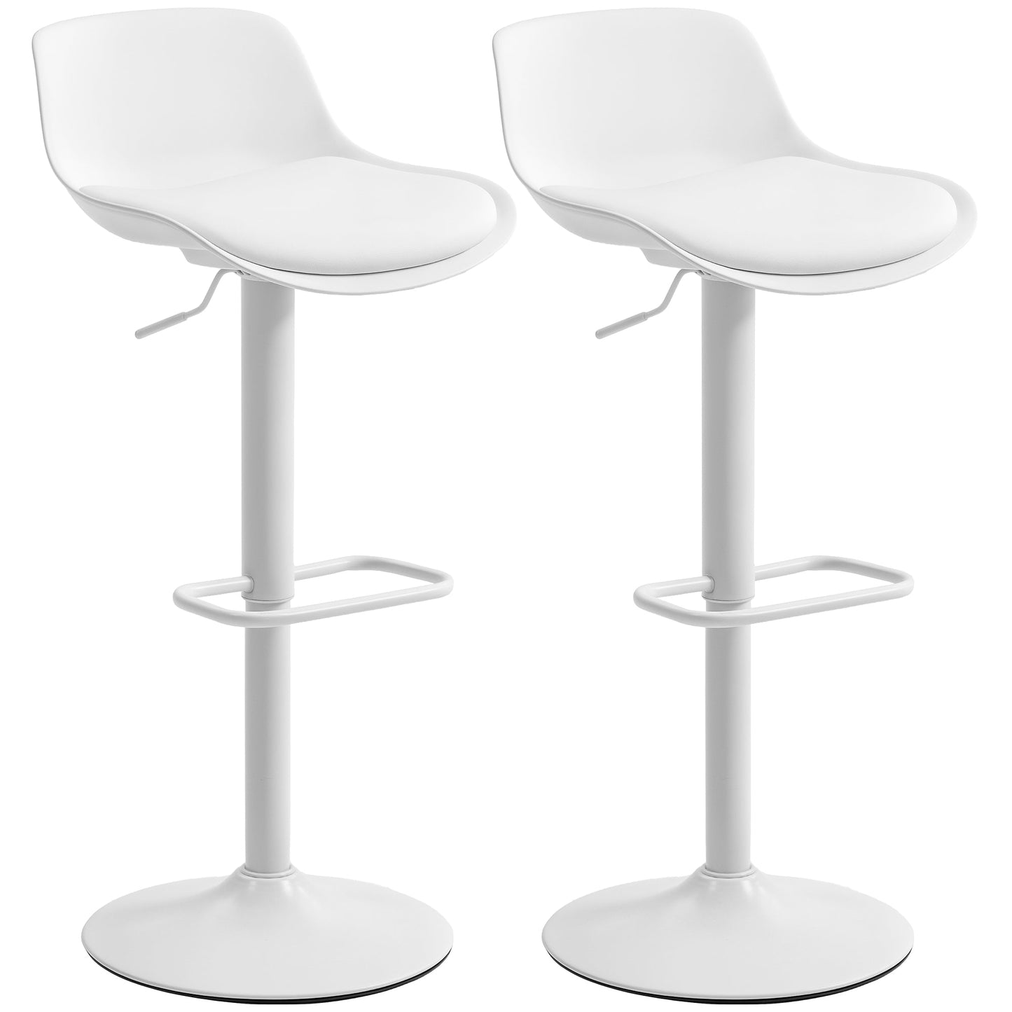 Zee Counter Height/Bar Stools Set of 2 with Adjustable Height and Swivel Seat-White - Shopthatapp.ca