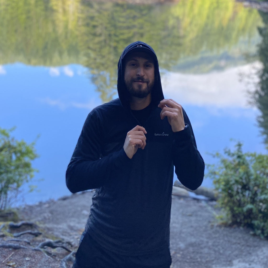 Men's Merino Wool 1/4 Zip Hoodie — Midweight