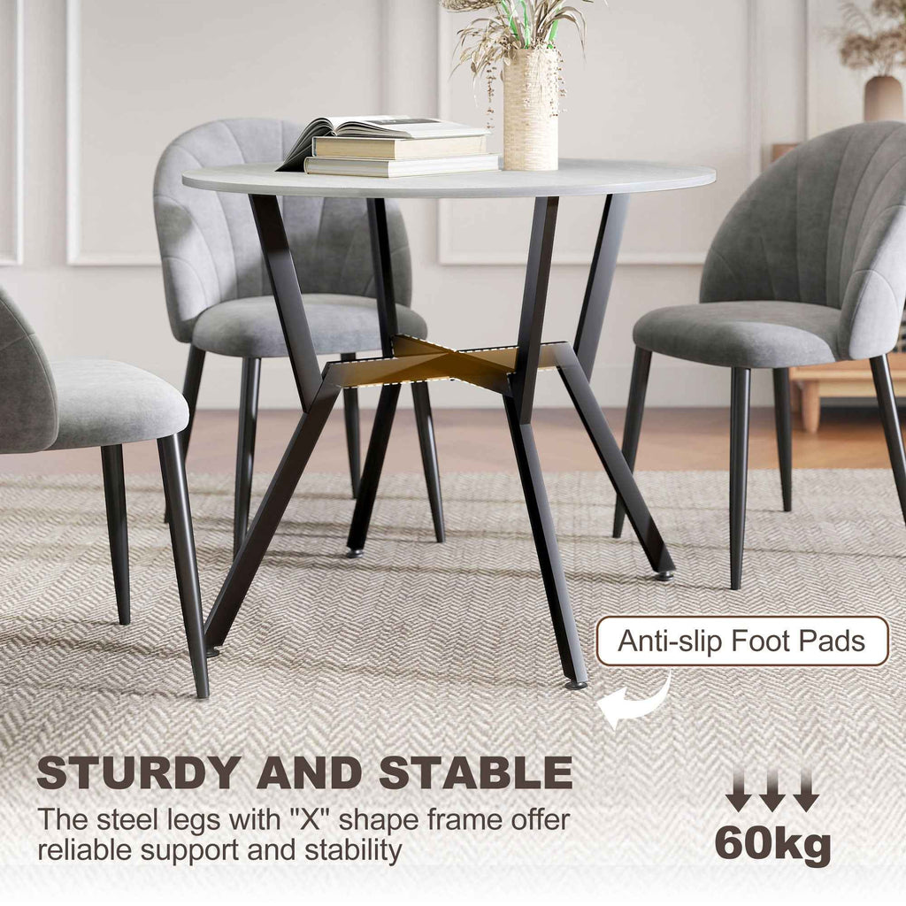 Ainsley 35" Round Dining Table with Steel Frame-Grey