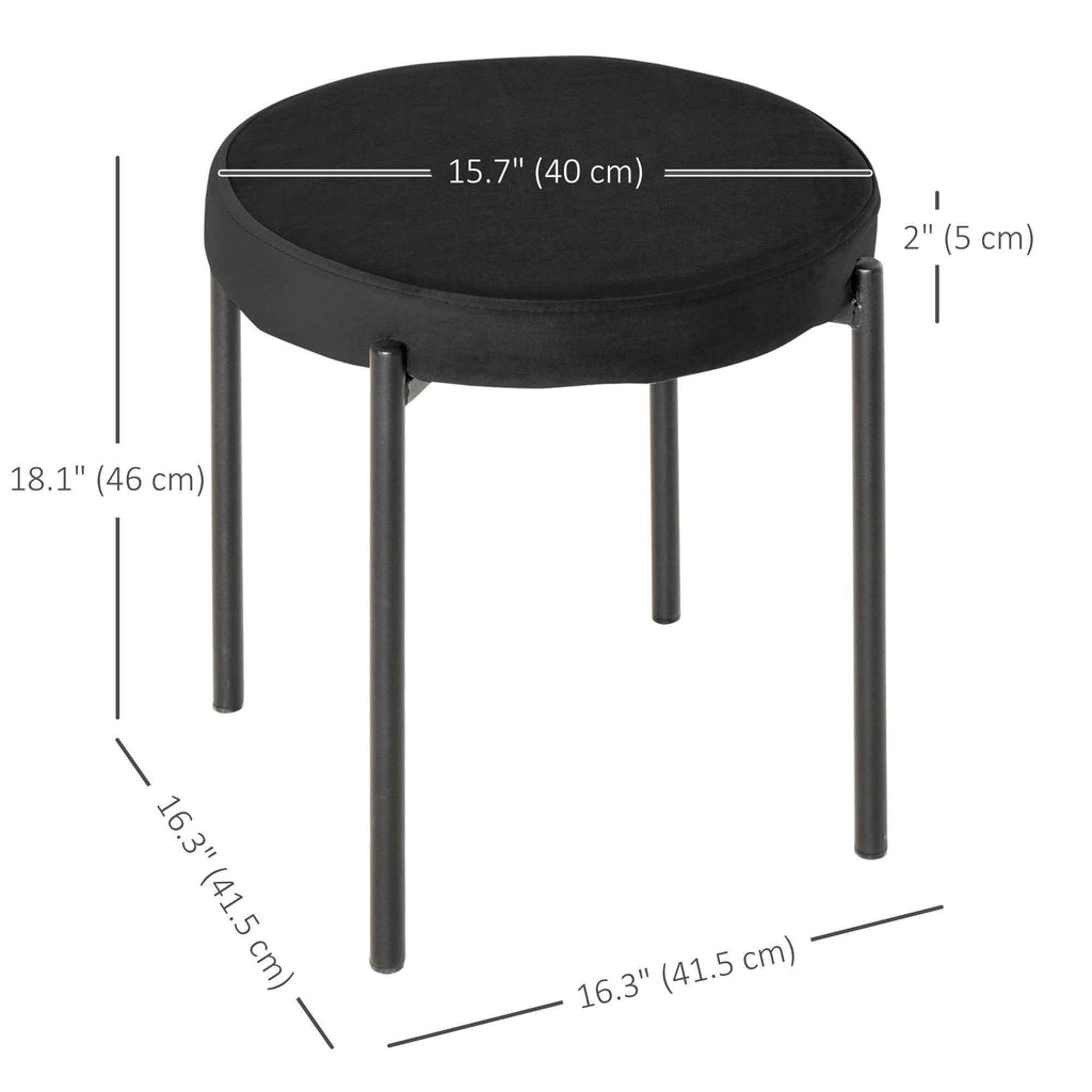 Noel Backless Round Dining Stools-Set of 4 with Metal Legs-Black