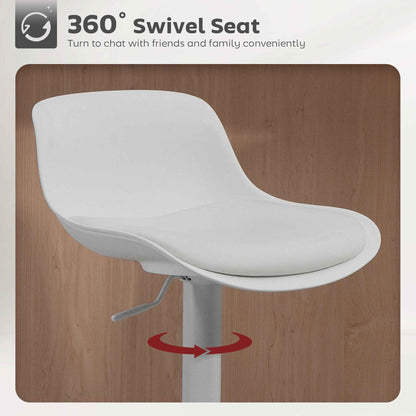 Zee Counter Height/Bar Stools Set of 2 with Adjustable Height and Swivel Seat-White