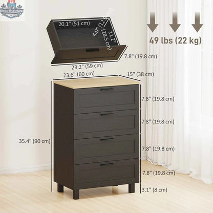 Black Taylor bedroom chest of drawers by SLOTH Nation featuring solid wood legs and modern storage design.