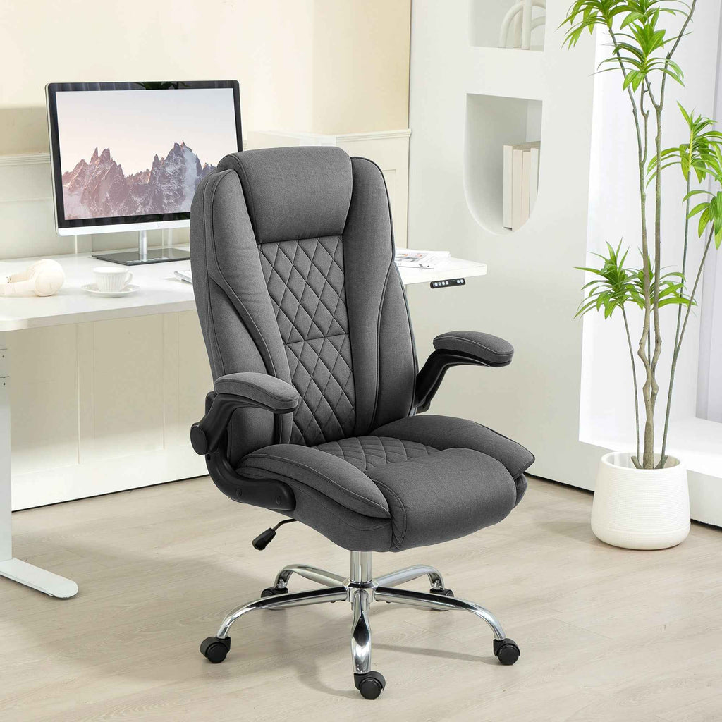 Hayden Executive Office Chair with Flip-up Armrest-Dark Grey