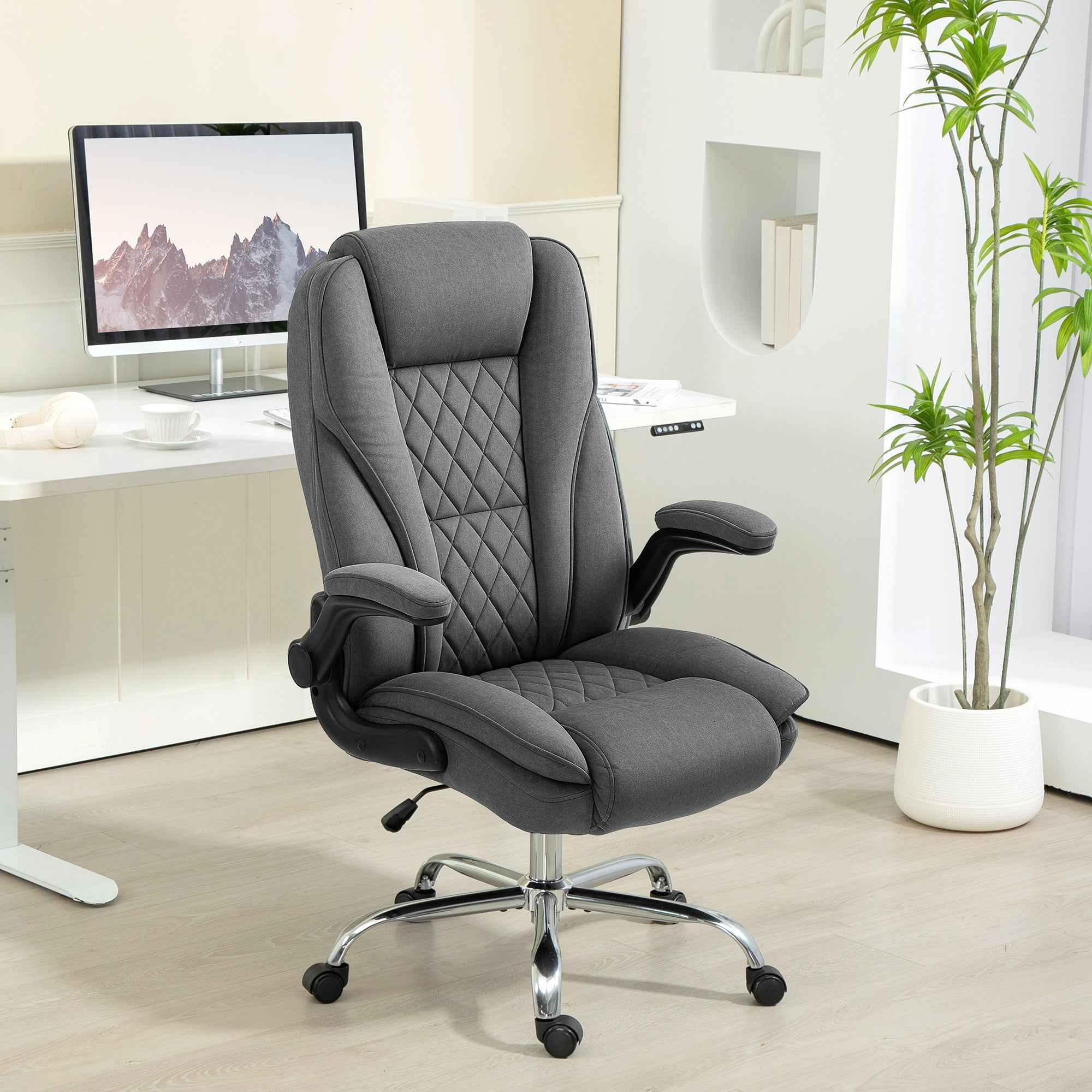 Hayden Executive Office Chair with Flip-up Armrest-Dark Grey