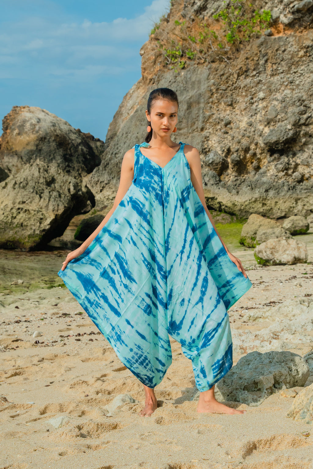 Bone Tie Dye Romper - Blue - Shopthatapp.ca
