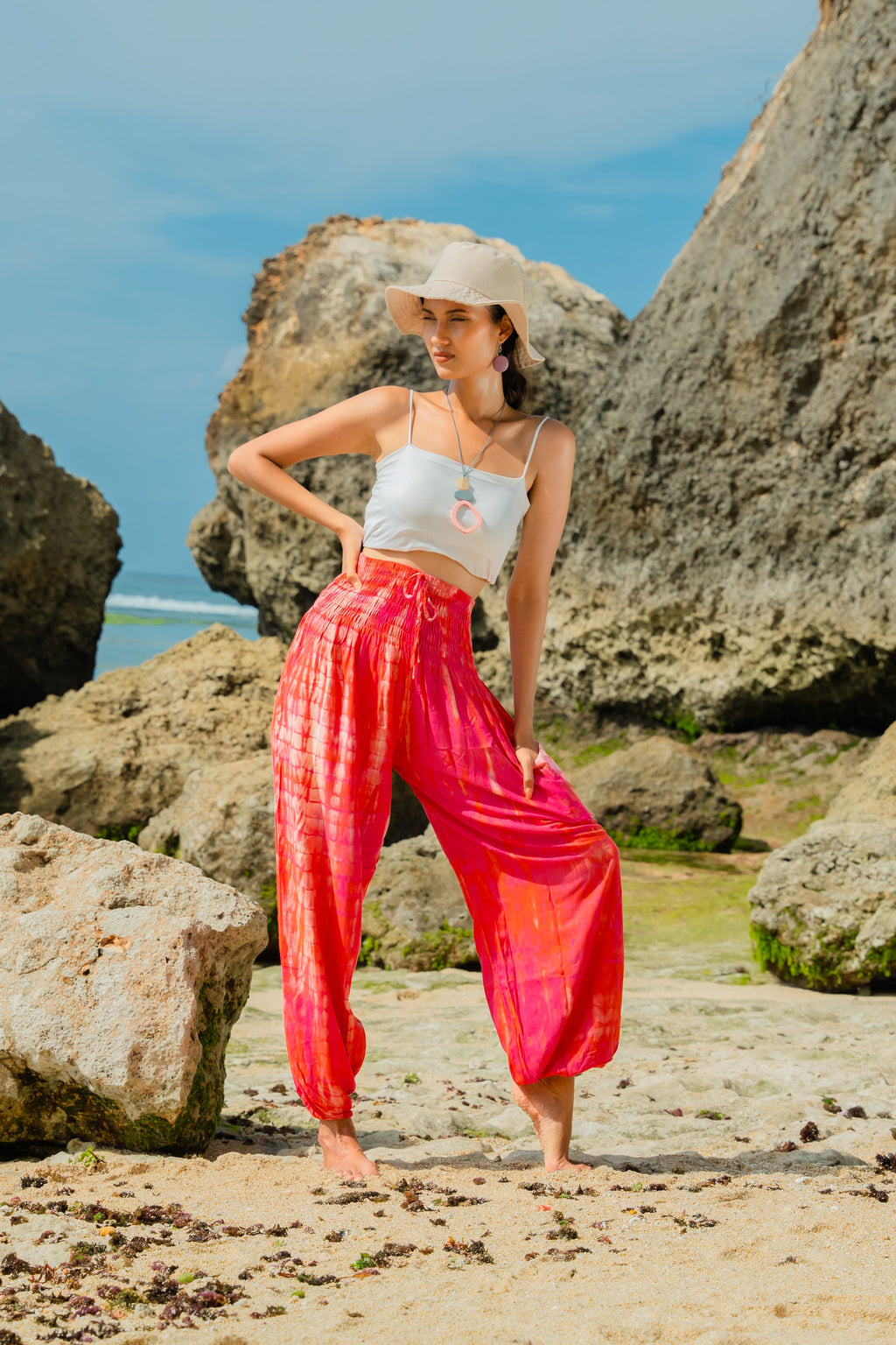 Bone Tie Dye Bali Pants - Stylish Pink Tie Dye Design - Shopthatapp.ca