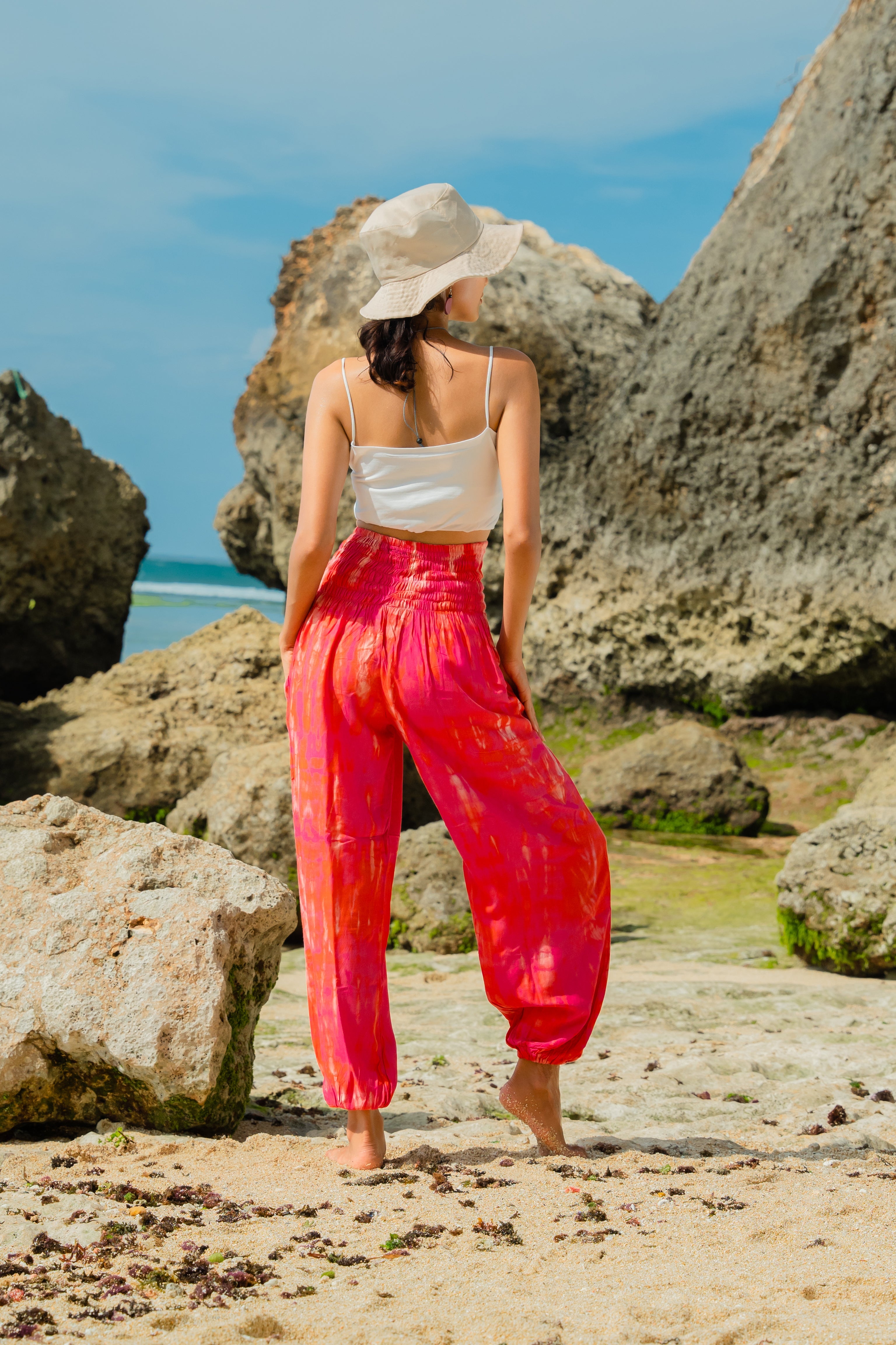 Bone Tie Dye Bali Pants - Stylish Pink Tie Dye Design - Shopthatapp.ca
