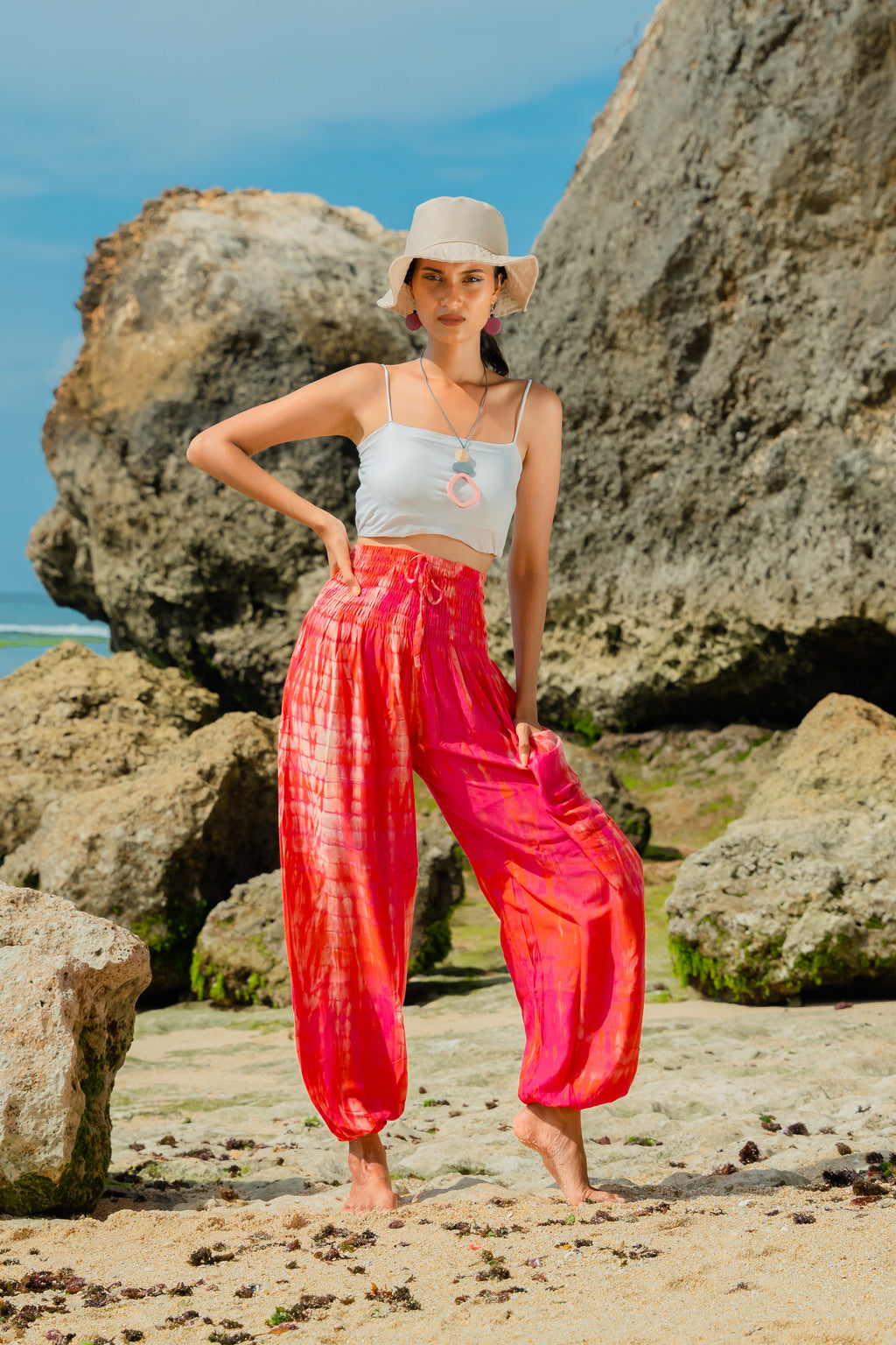 Bone Tie Dye Bali Pants - Stylish Pink Tie Dye Design - Shopthatapp.ca