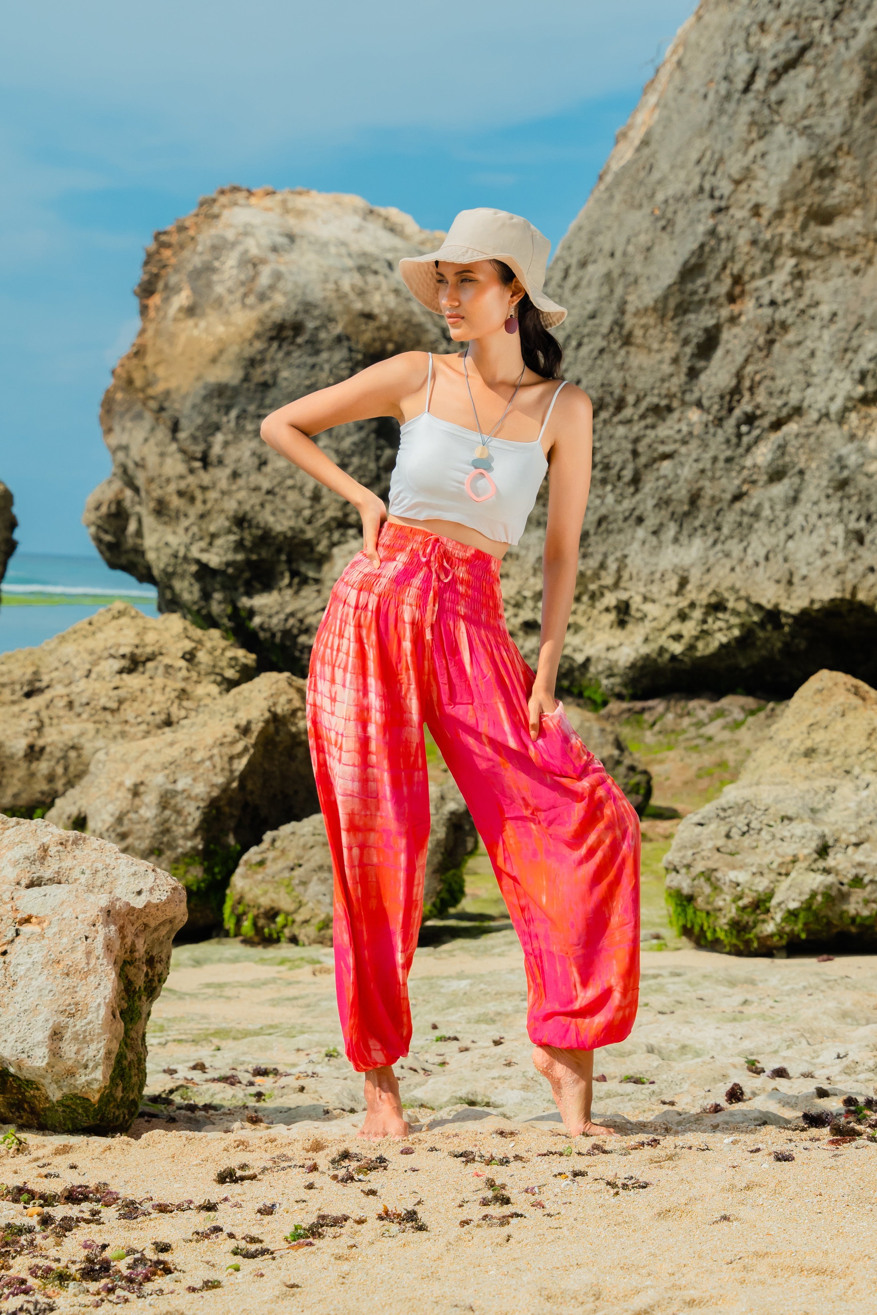 Bone Tie Dye Bali Pants - Stylish Pink Tie Dye Design - Shopthatapp.ca