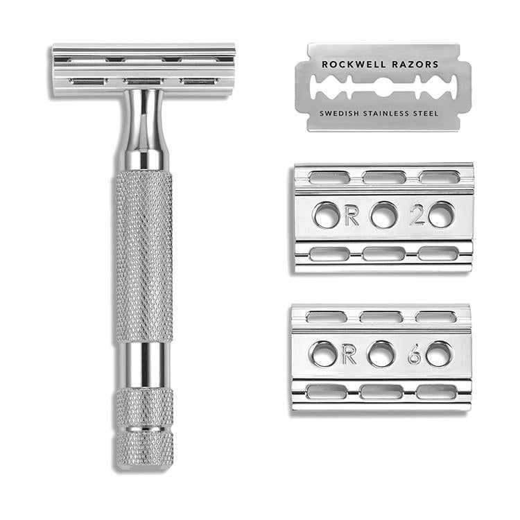 Rockwell 6C Safety Razor - Adjustable White Chrome for Beginners