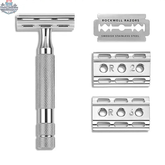 Rockwell 6C Safety Razor - Adjustable White Chrome for Beginners - Shopthatapp.ca