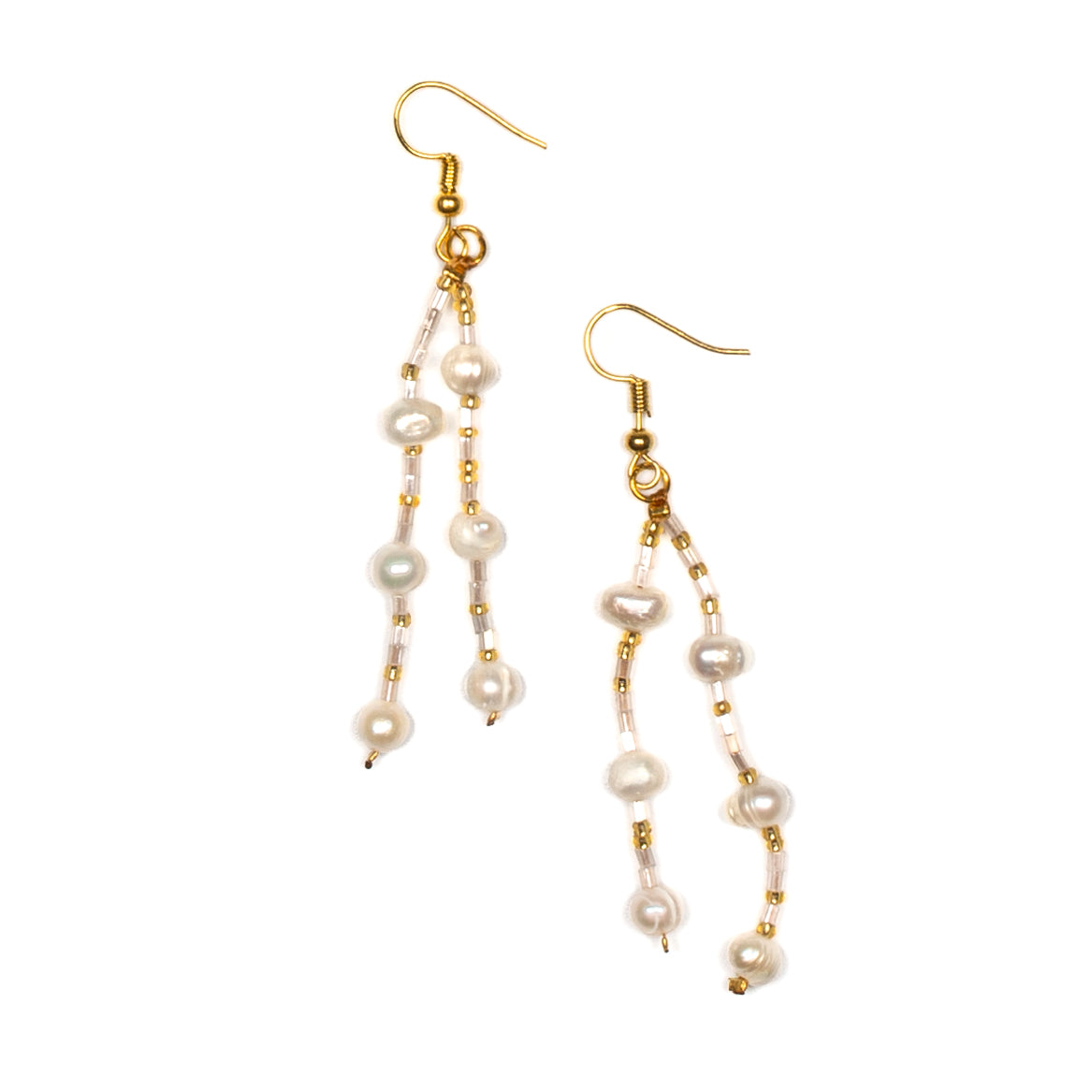 Double Drop Earrings With Pearls - Shopthatapp.ca