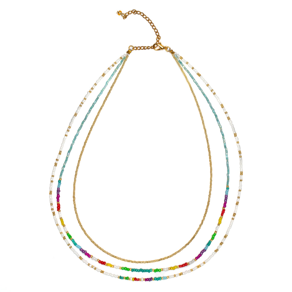 Triple Strand Multi Colour Necklace - Shopthatapp.ca