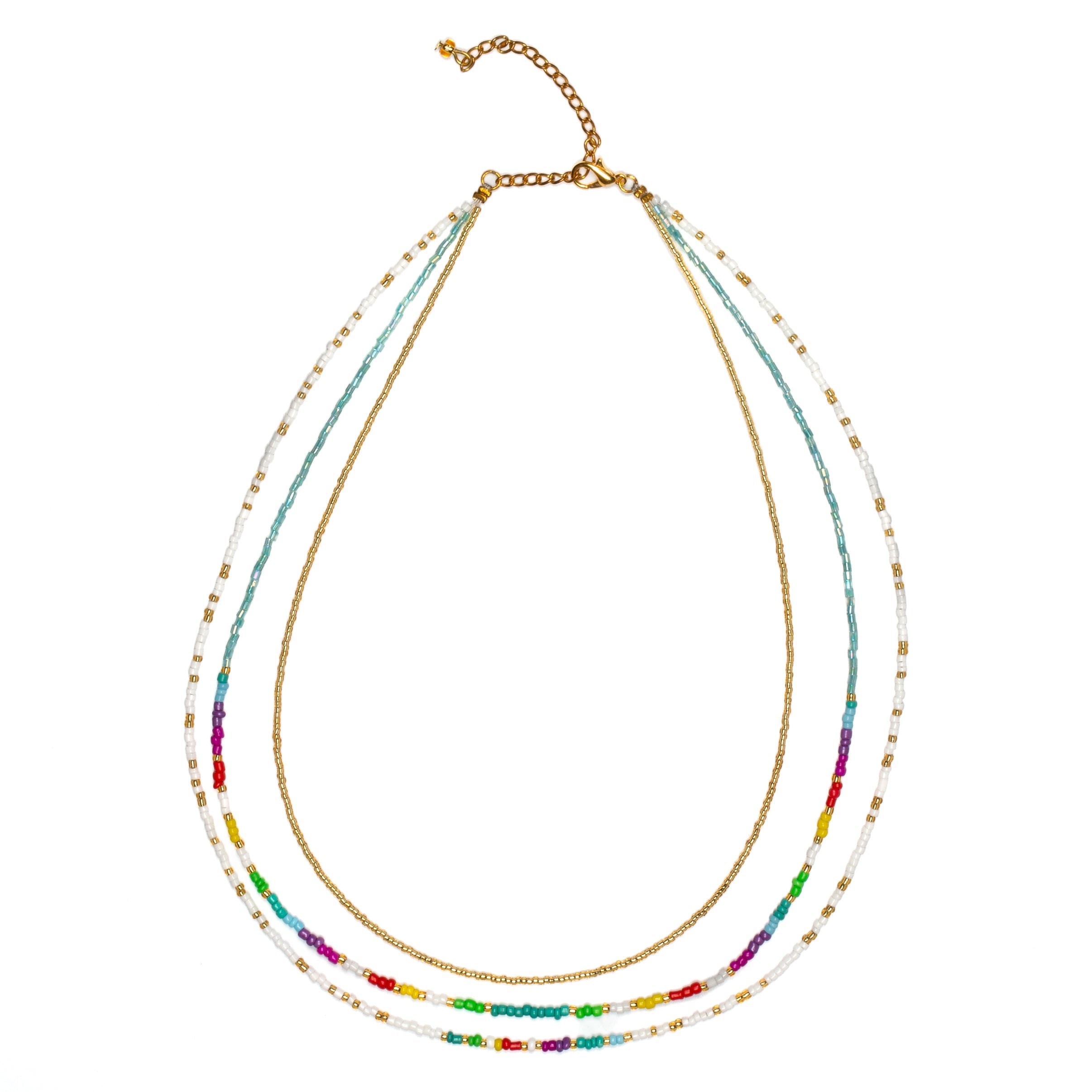Triple Strand Multi Colour Necklace - Shopthatapp.ca