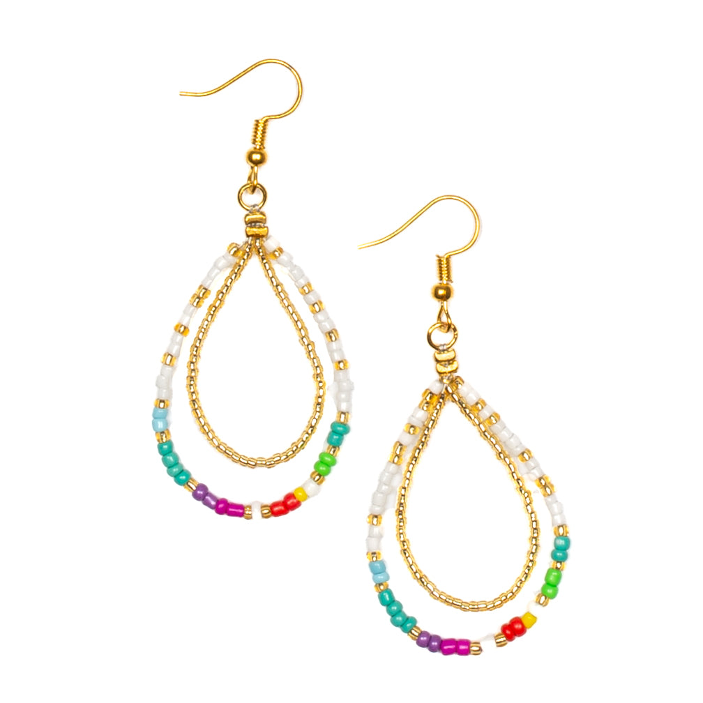 Double Strand Multi Colour Bead Earrings for a Vibrant Look - Shopthatapp.ca