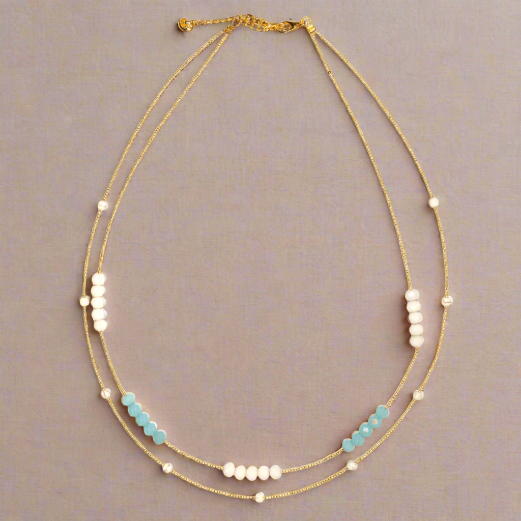 Double Strand Crystal Bead Necklace for Elegant Style - Shopthatapp.ca