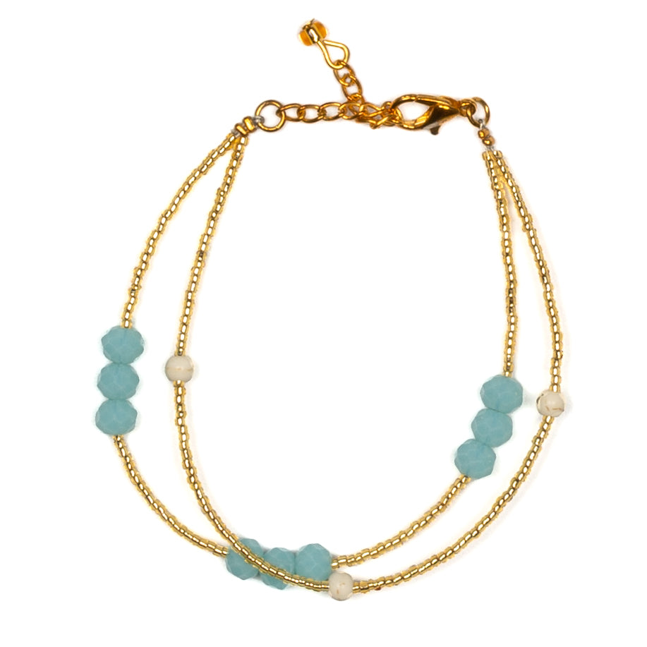 Double Strand Crystal Bead Bracelet with Elegant Design - Shopthatapp.ca