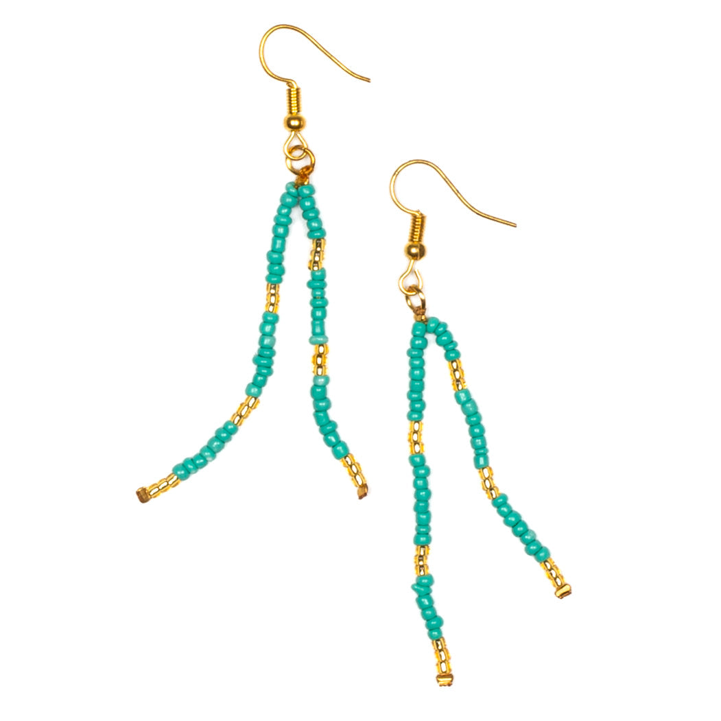 Double Drop Seed Bead Earrings With Gold Accents - Shopthatapp.ca