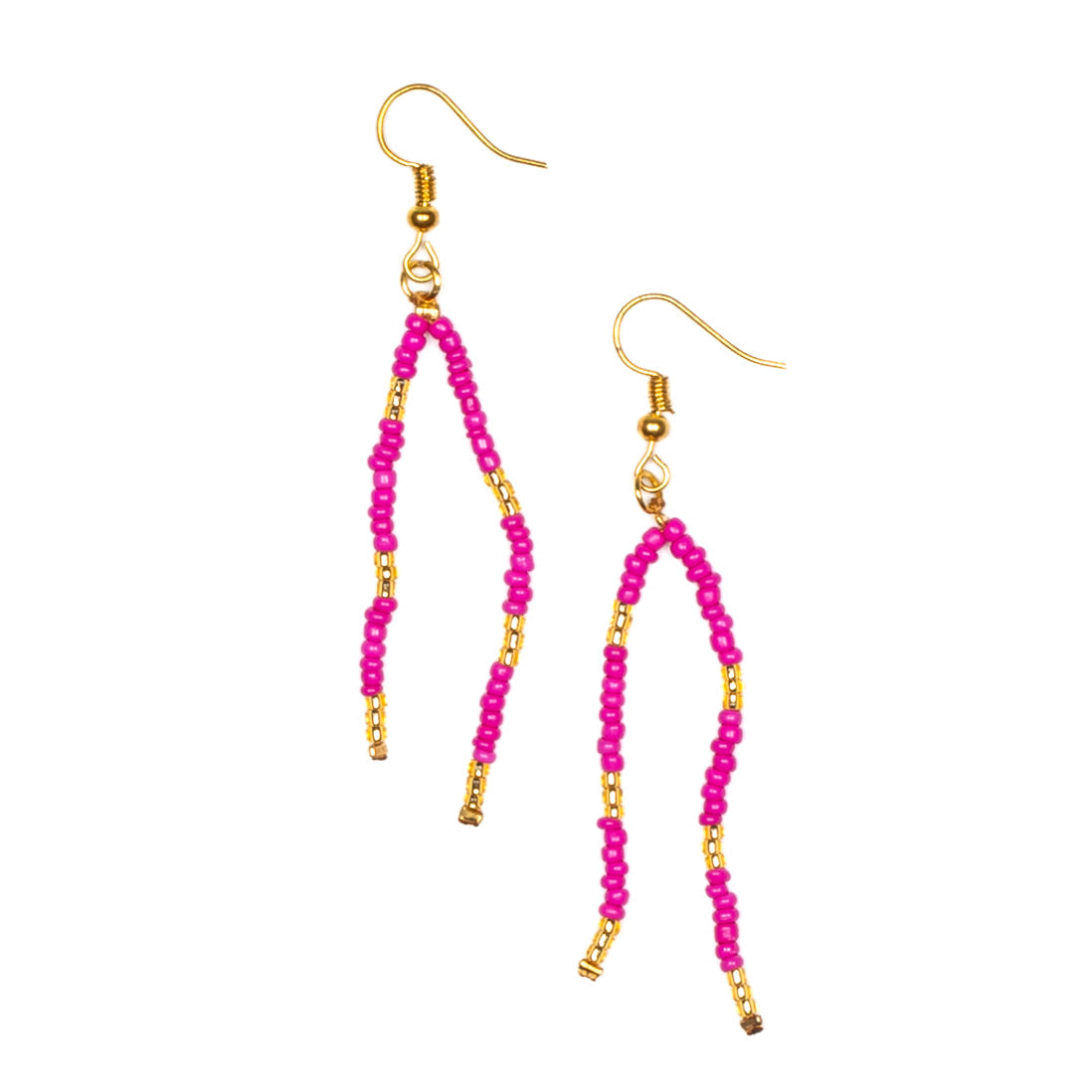 Double Drop Seed Bead Earrings With Gold Accents - Shopthatapp.ca